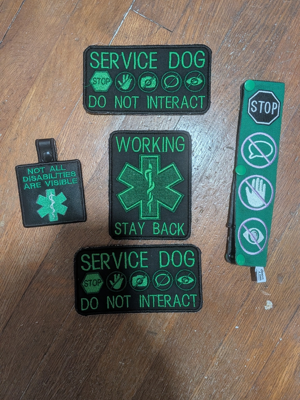 Service Dog Patches and Accessories - Green/Black